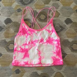 Pink and white tie dye cropped tank top